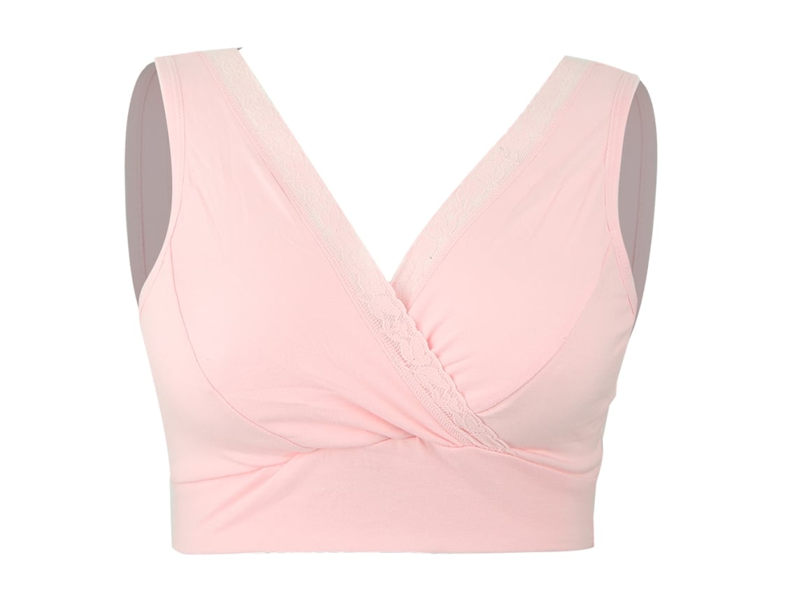 Ats sujetador de Lactancia para Mujeres Embarazadas Con Encaje de Algodón Inalámbrico Rosa Talla XL
