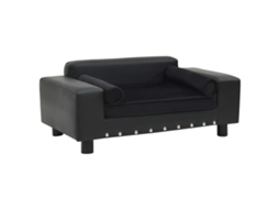 Vidaxl Sofá 81x43x31 Cm Pelúcia E Couro Artificial Preto
