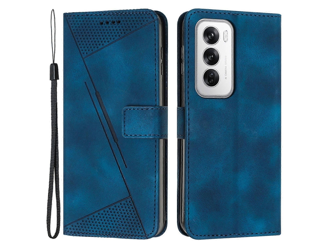 Capa Dobrável De Couro Com Padrão Triangular Para Oppo Reno12 5g (global)