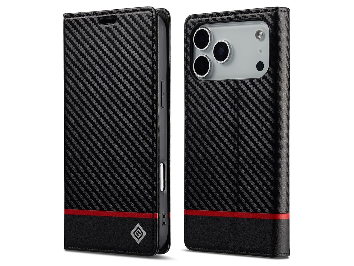 Capa Carteira Em Fibra De Carbono Skalo Lc.imeeke Para Iphone 17 Pro - Preta