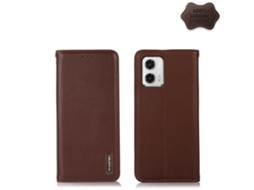 Capa De Celular Em Couro Bovino Khazneh Nappa Com Camada Superior Para Motorola Moto G73 5g