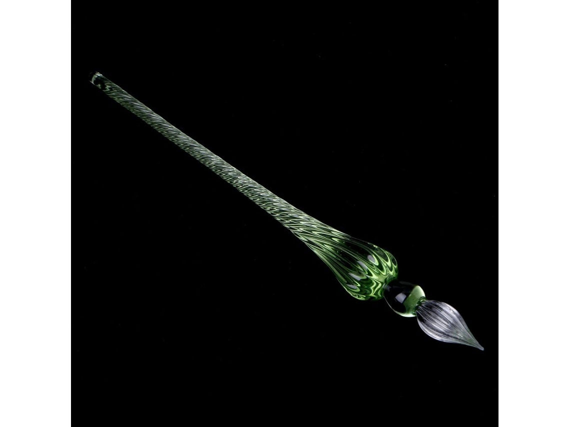 Caneta Tinteiro Vintage Com Caixa, De Vidro, Verde Sistema Enchimento