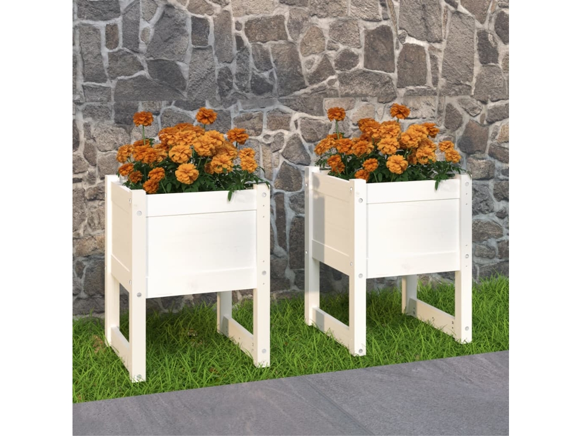 Vidaxl Vasos/floreiras 2 Pcs 40x40x52,5 Cm Pinho Maciço Branco
