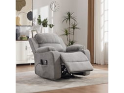 Poltrona Relax NOVELA elétrica giratória, massagem, aquecimento, reclinável, apoio extensível, porta copos, bolsos, cinzenta