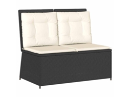 Conjunto 1 Banco De Jardim Vidaxl Preto Vime Pe (110 X 67 X 95 Cm)