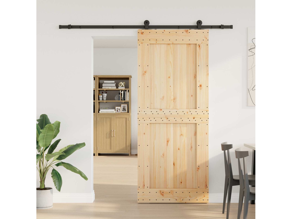 Vidaxl Porta Deslizante Narvik Natural E Preto 95 X 210 Cm (213,5 Cm)