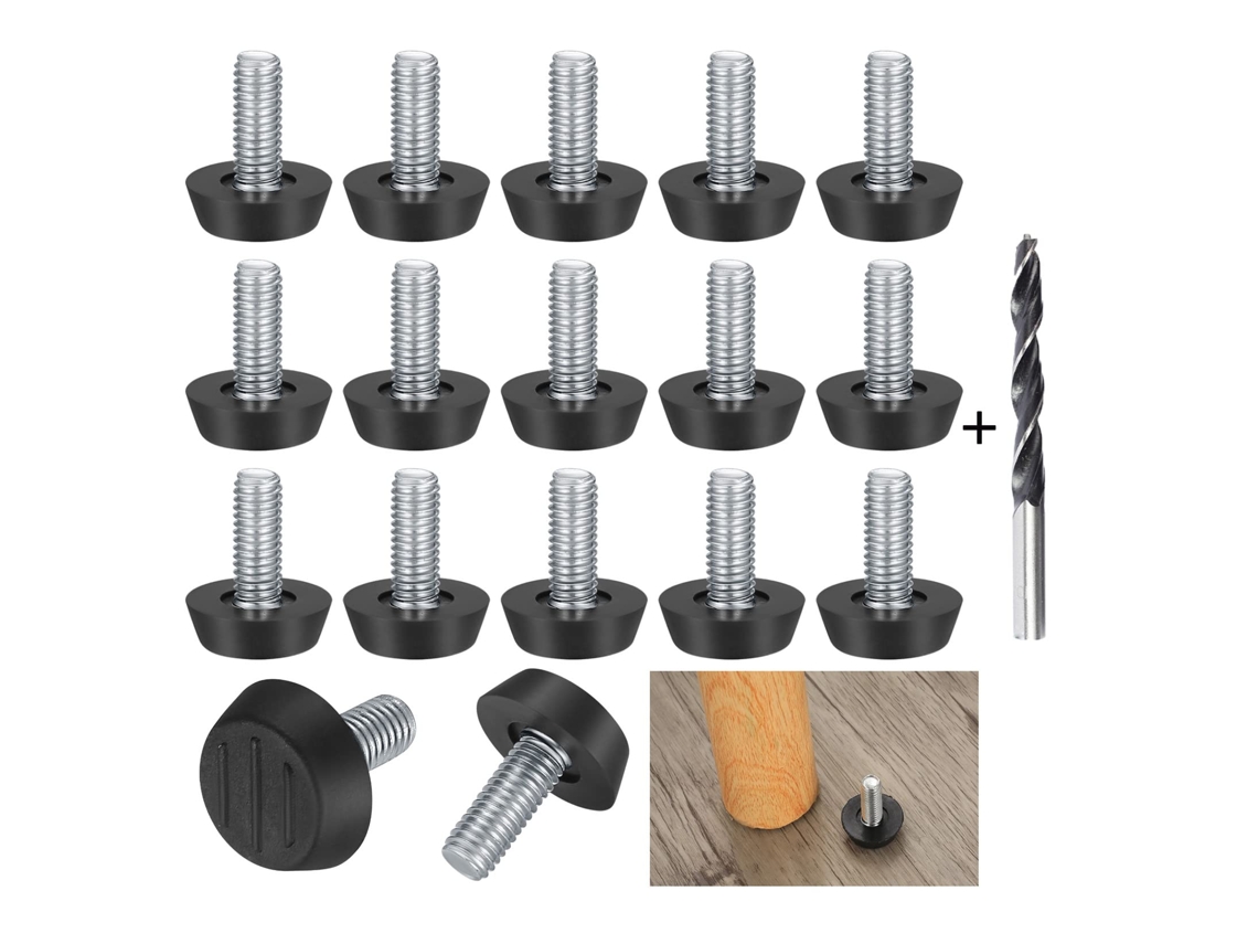 Lote De 22 Pés De Nivelamento Ajustáveis E Compactos Parafuso Com Rosca M8 23 X 27 Mm Ideal Para Móveis E Cadeiras Btforus