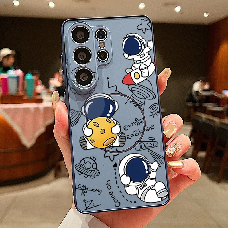 (azul) Capa Magnética Para Celular Galaxy A34 Com Estampa De Astronauta Fofo