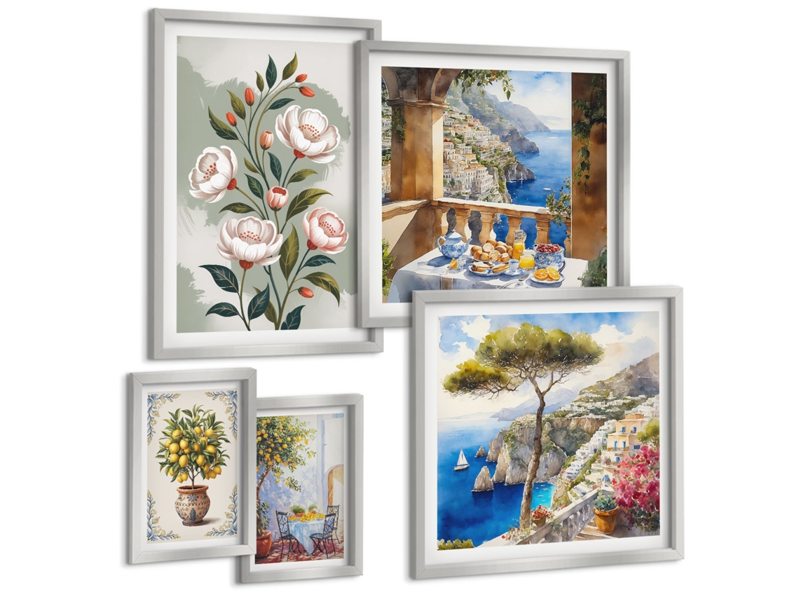 Conjunto De Pinturas Vistas Florais Pitorescas Espelharte (5 Peças)