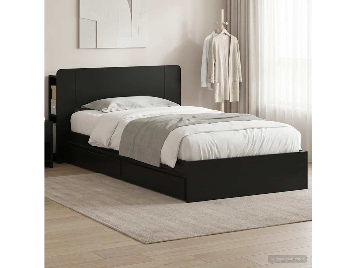 Vidaxl Estrutura De Cama Com Armazenamento Preto 90 X 190 Cm