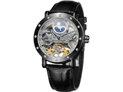 Masculino Design Exclusivo Movimento Automático Estilo Popular Relógio de Esqueleto Genuíno