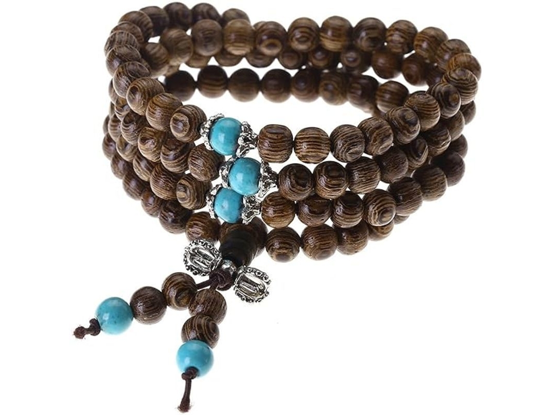 Colar Mala com 108 Contas de Madeira de 6mm - Presente para Meditação Budista Tibetana