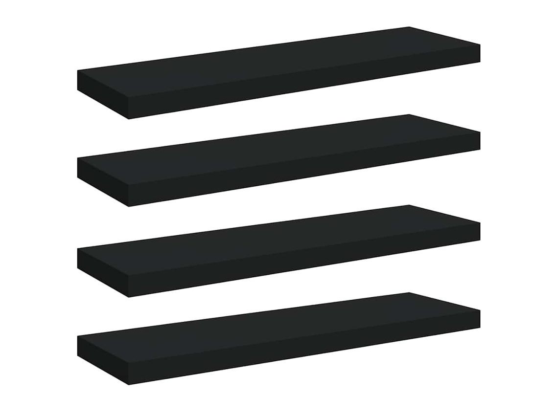 Prateleiras de Parede Suspensas 4 Pcs 80x23,5x3,8 cm MDF Preto MAISON EXCLUSIVE