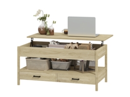 Mesa de Centro Elevável S/MARCA (com Gavetas e Prateleira, carvalho, 100x50x48 62 cm)
