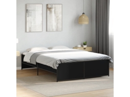 Estrutura De Cama 135x190 Cm Derivados De Madeira/metal Preto