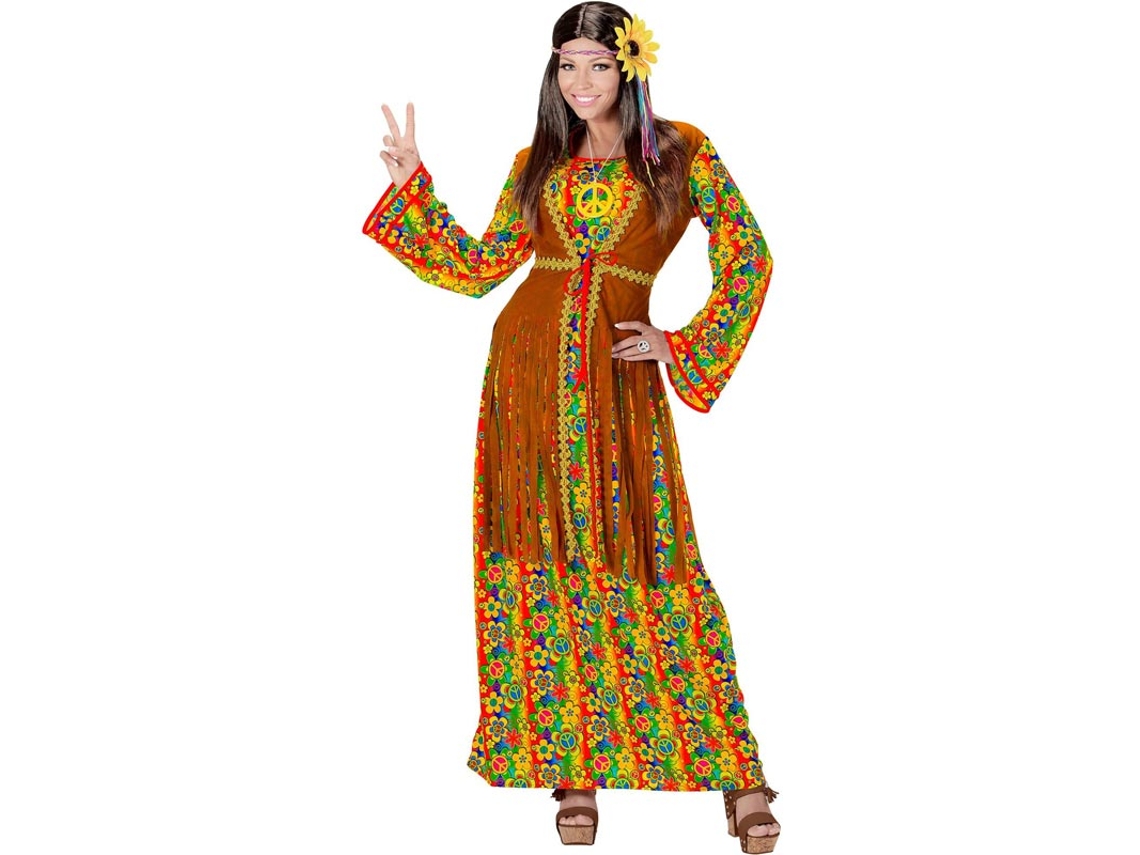 Fato de hippie símbolo da paz para mulher