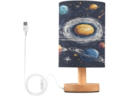 Luminária De Cabeceira Pequena Skyshu Com Energia Solar Usb, Base De Madeira Antiderrapante E Cúpula Que Não Ofusca Os
