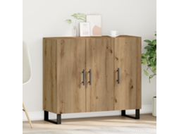 Aparador con 3 puertas en roble, 90x34x80 cm, en madera derivada