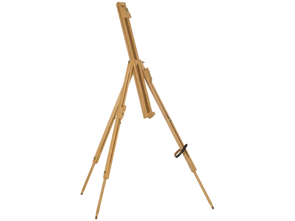 Cavalete Madeira Faia Natural, Dobrável Ajustável Para Telas Até 107 Cm