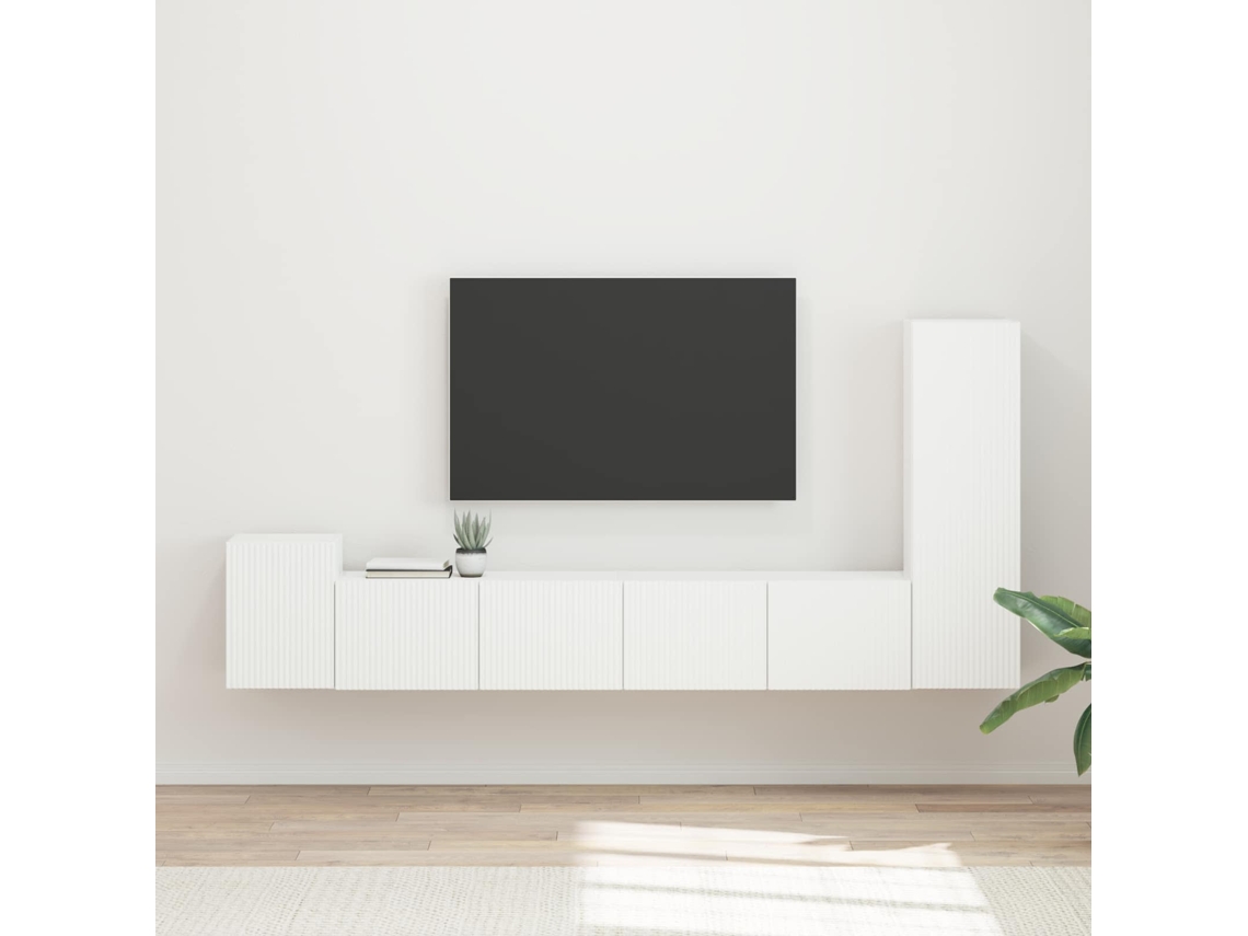 Conjunto De Móvel De Tv 3 Pcs Branco Madeira Processada