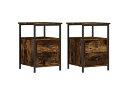 Bedside Cabinet, Bedside Cabinets Vidaxl Marrom Madeira Processada (n/a)