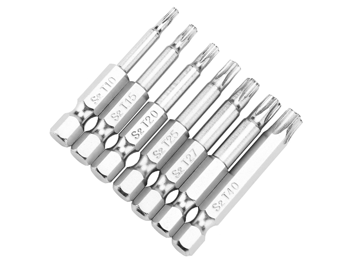 Set De 7 Brocas De Parafuso De Aço 1/4" Com Cabeça Magnética E Acessórios