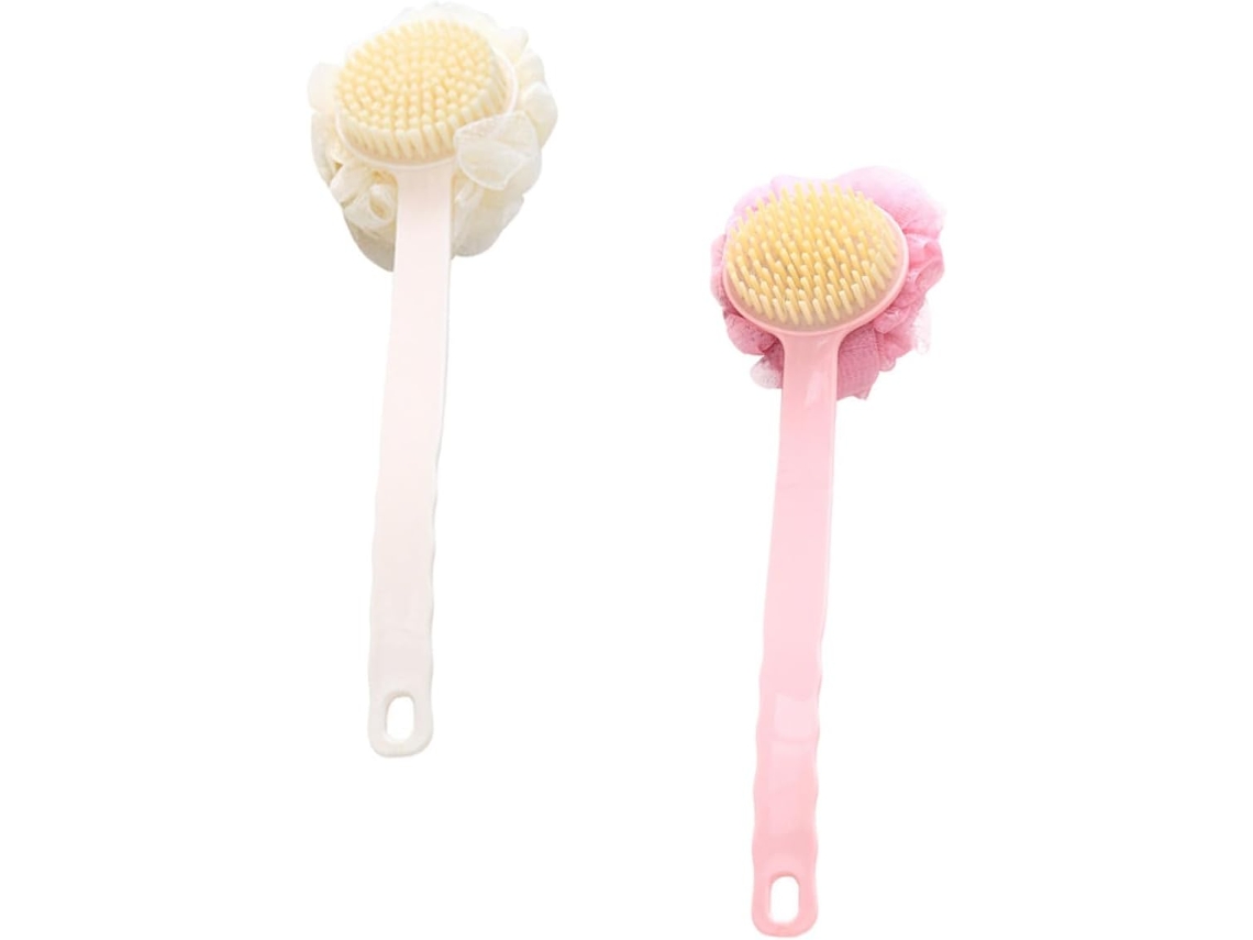 Conjunto De 2 Escovas Banho Para As Costas Com Cabo Longo, Para Uma Limpeza Corporal Suave E Massagem Da Pele Acessórios