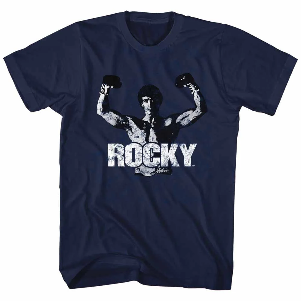 Unisex Adult T-shirt Rockinstone Rocky Movie Classic Rocky Movie Navy Sizexxl