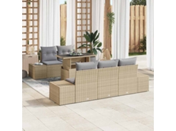 Vidaxl Conjunto De Sofá De Jardim 6 Unid. Bege E Cinza Claro