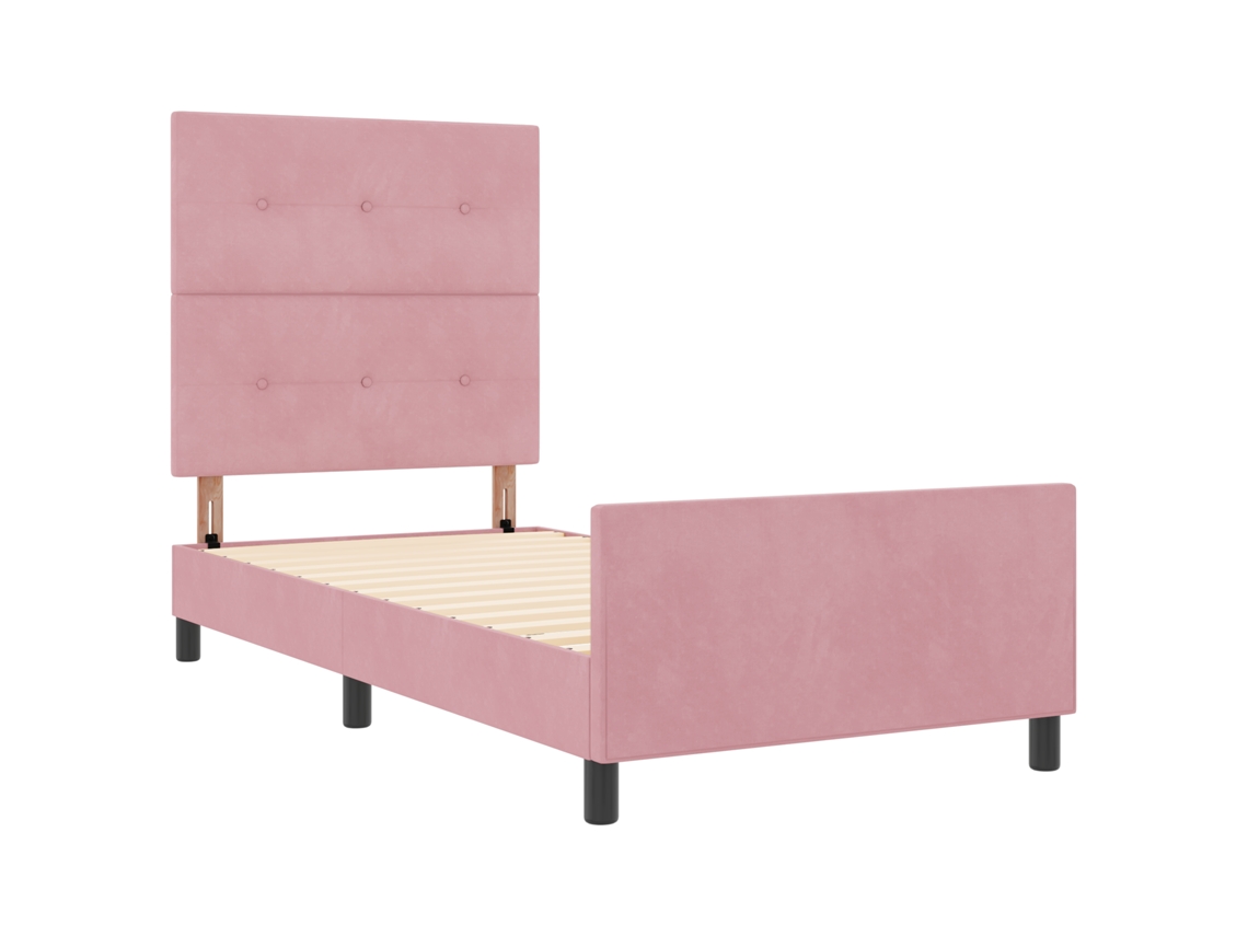 Conjunto 1 Cama Moderna Vidaxl Rosa Veludo (90 X 190 Cm)
