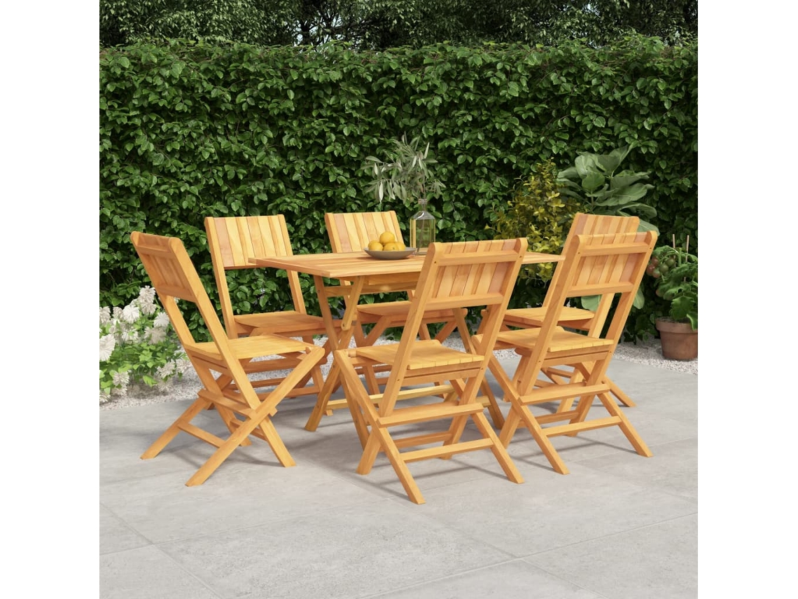 Vidaxl Conjunto De Jantar Para Jardim 7 Pcs Madeira De Teca Maciça