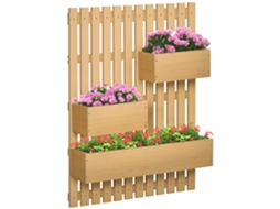 Floreira De Parede Com Treliça De Madeira, Modelo Compacto 60x16x80 Cm, Madeira