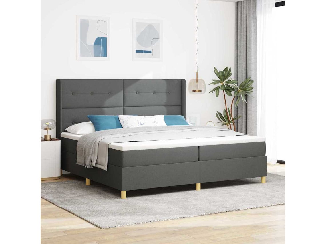 Vidaxl Cama Box Com Fitas Led Cinzeto 200 X 200 Cm Tecido