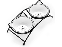 Tigelas Elevadas para Comida e Água de Gatos, em Cerâmica com Suporte, para Gatos e Cães de Pequeno Porte, Próprias para Lava louças, 15066 AQUAFORGE