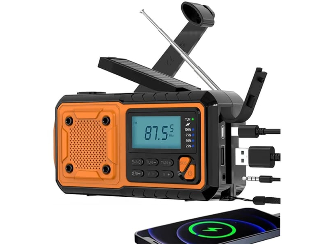 Rádio de emergência AQUAFORGE com célula solar, lanterna, bateria externa 2000mah, sobrevivência
