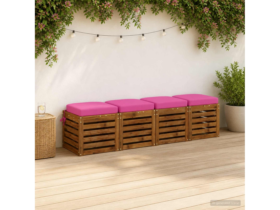 Vidaxl Conjunto De Almofadas Para Assento De 4 Peças Soest 4 Pcs Rosa