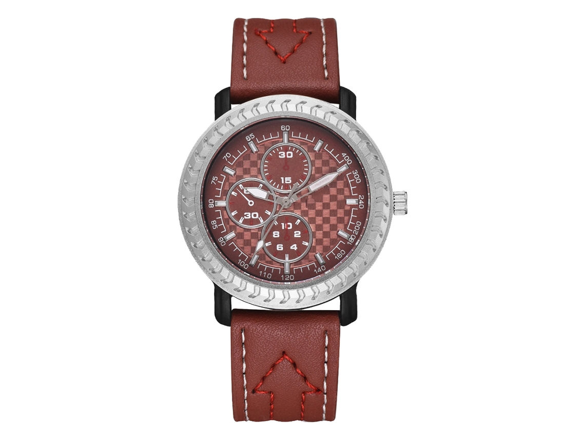 Relógio analógico de quartzo casual simples com pulseira de couro PU para homens (marrom claro)