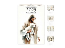 Calendário de parede com histórias bíblicas cristãs de 2026, Calendário de parede com fio BRILVIBERA