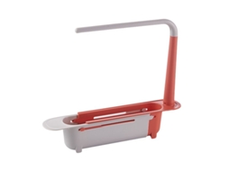 Rack de armazenamento Nova Line ajustável para pia, telescópico, plástico ABS, vermelho | S/MARCA