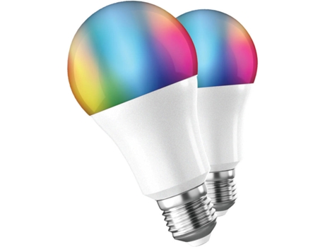 Pack 2 Lâmpadas Inteligentes MUVIT iO E27 RGB — Pack 2 lampadas A60. E27 800lm. 9W. RGB+CCT. D60*H118