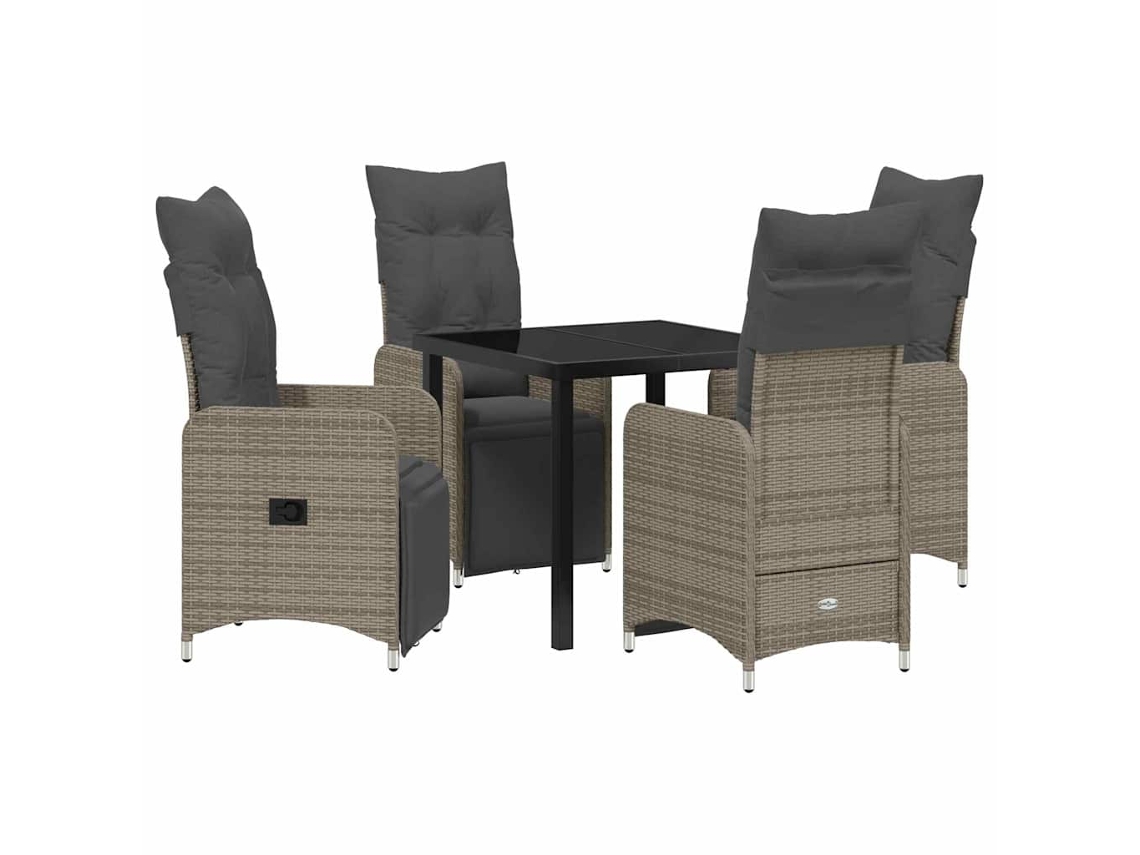 Conjunto de Jantar para Jardim 5 Pcs Bege Vime Pe MAISON EXCLUSIVE