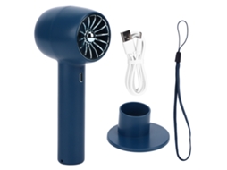 Ventilador portátil de mão 3 níveis de velocidade 2 em 1 carregamento USB bateria 2000mAh azul S/MARCA