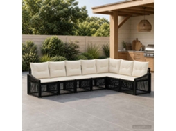 Vidaxl Conjunto De Sofá De Jardim 7 Unid. Preto Vime Pe