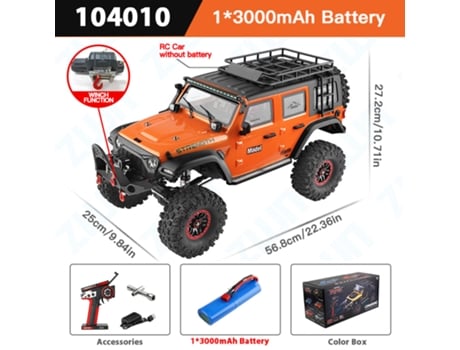 Carro Rc 1/10 Profissional 4wd Off Road 2.4g Com Luz, Escalada Elétrica Grande, Laranja Aeuzwr