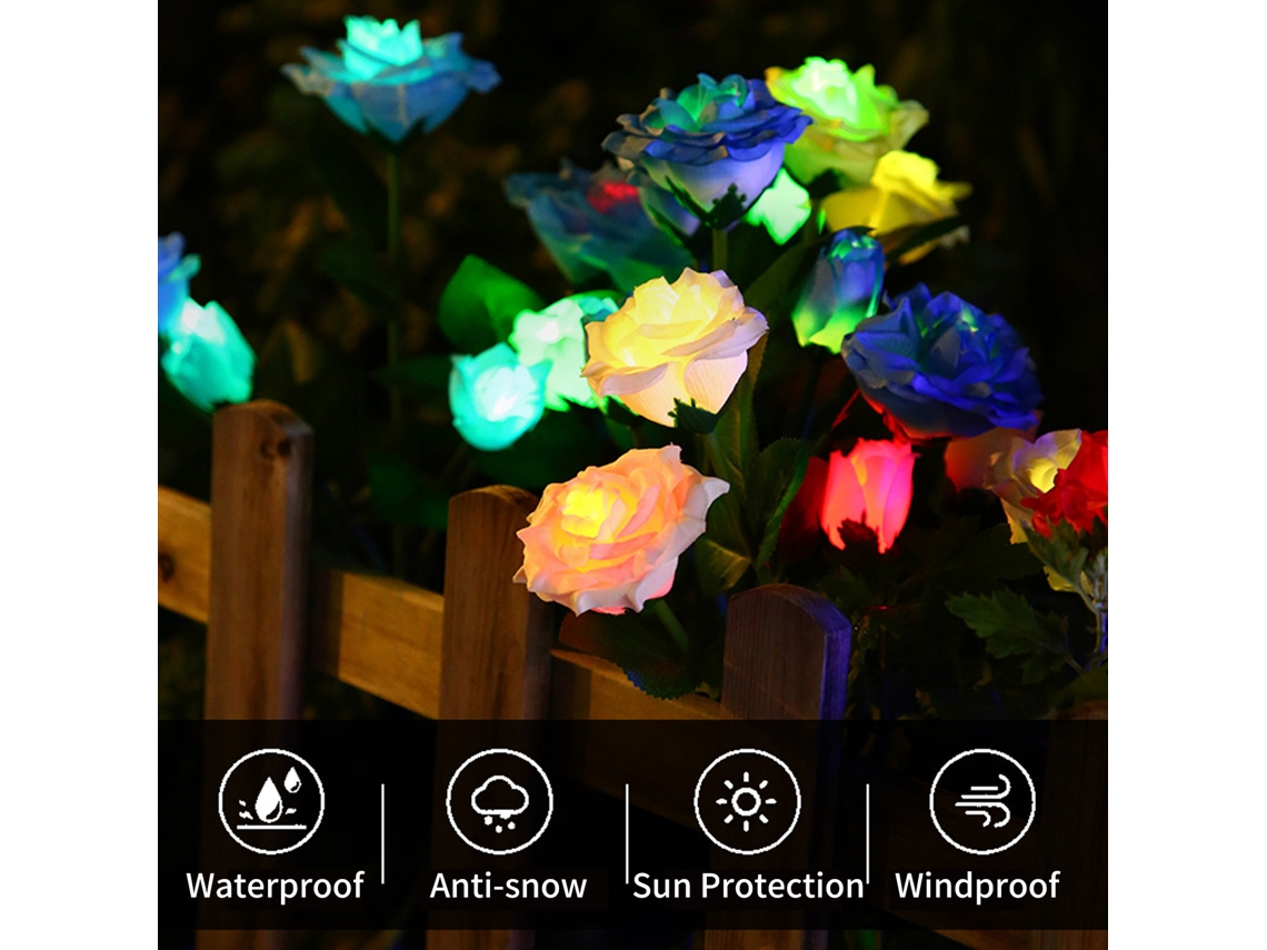 Luzes De Flores Solares 2pcs Rosa Rgb Jardim Exterior