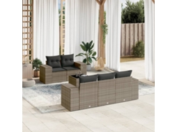 Conjunto de 6 sofás de jardim com almofadas Vime Cinza Dkd Home Decor