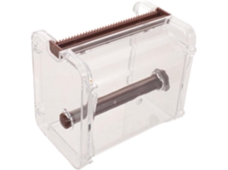 Dispensador de adesivo transparente de mesa Homoyoyo com cortador de adesivo, base antiderrapante e suporte reutilizável.