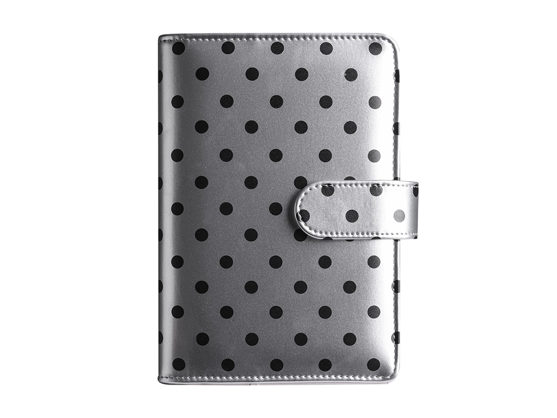 A6 Polka Dot Loose Leaf Binder Cash Budget Planner, Macaron Style, Silver Cover Only
