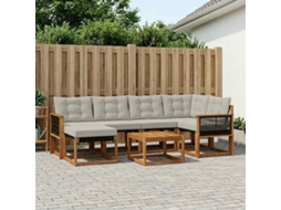 Vidaxl Conjunto De Sofás Para Exterior 7 Pcs Natural E Cinzento-claro