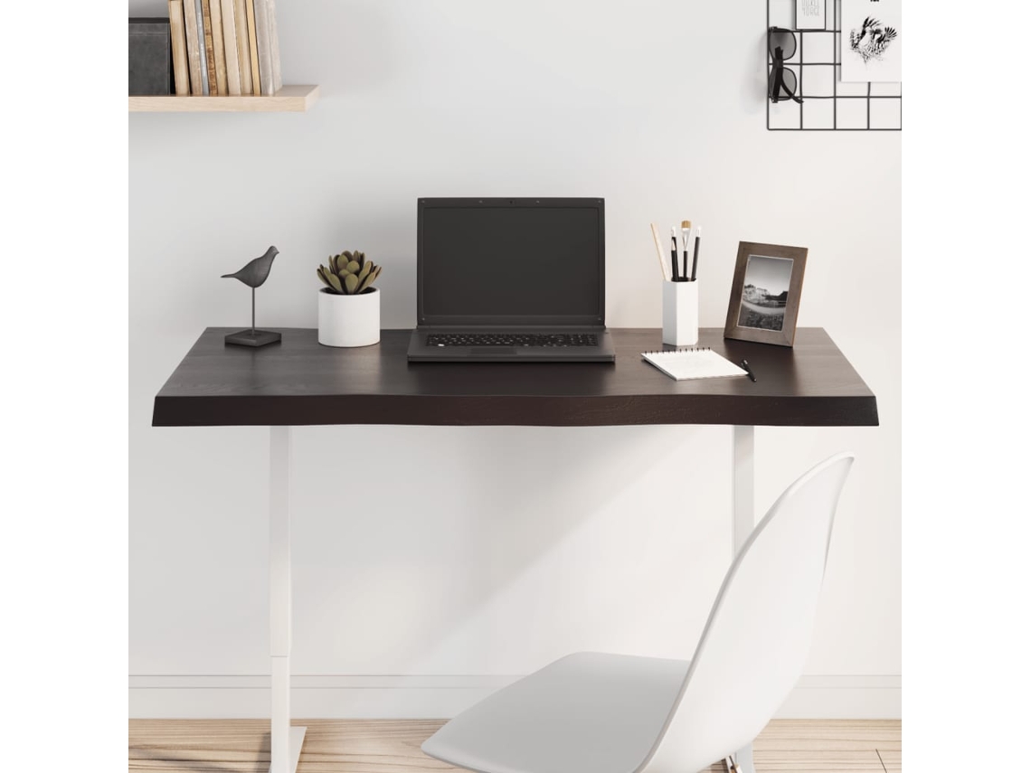 Vidaxl Tampo De Mesa Com Bordas Vivas Maciço Tratado Castanho-escuro